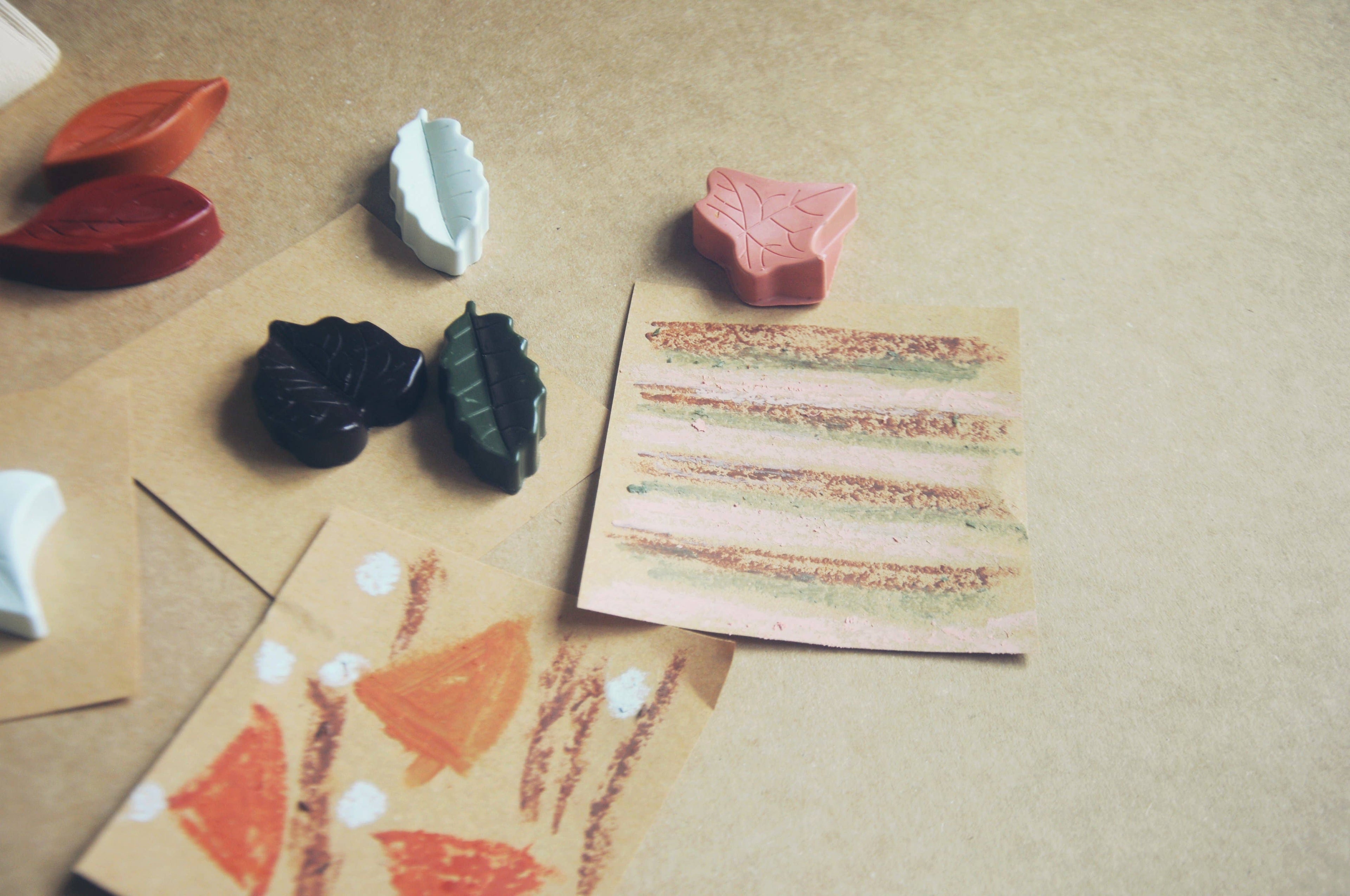 Set of 8 Beeswax Crayons Leaves – Woodlands Edition
