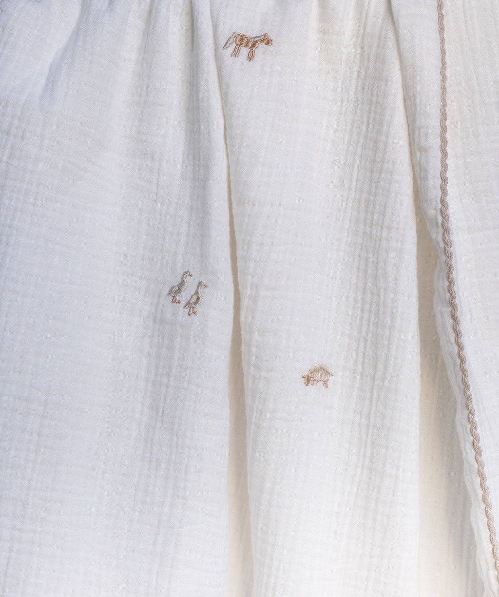 Embroidered Muslin Blanket - Little Farm