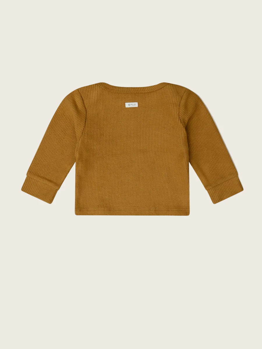 Organic Zoo - Organic Cotton Brown Ribbed Long Sleeve Top