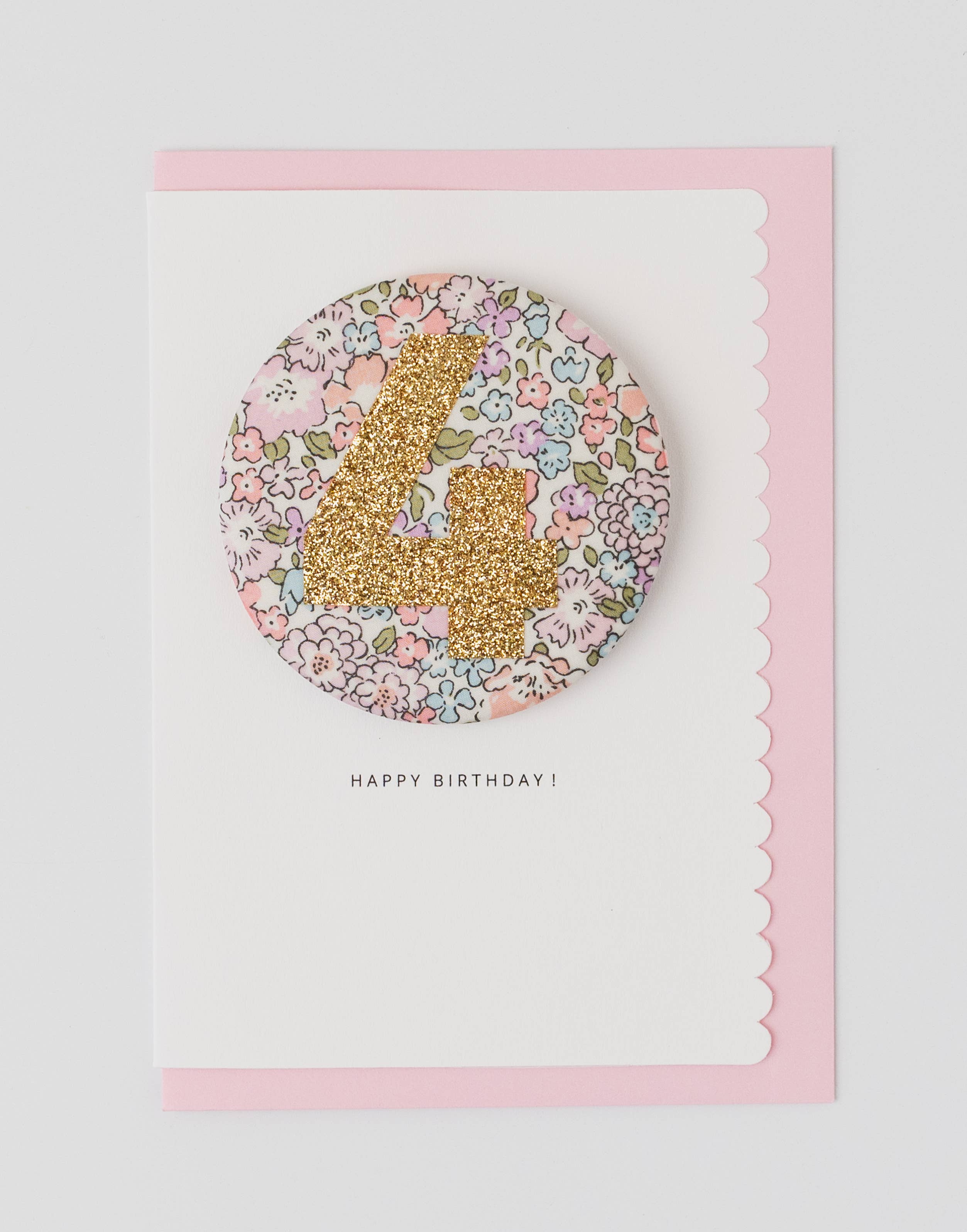 Birthday Card with Liberty 'Michelle' Badge Age 4