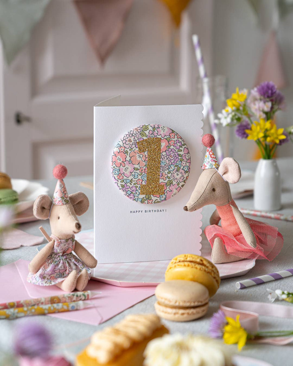 Birthday Card with 'Michelle' Liberty Badge Age 1
