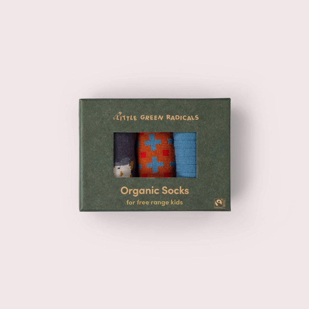 Little Green Radicals - Blue Penguins Ankle Socks (3 Pack)
