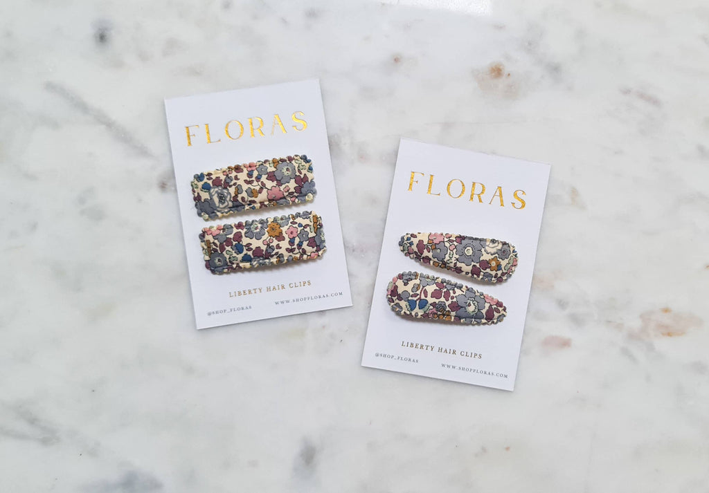 Almond Scallop Clips - Liberty Betsy Ann Grey