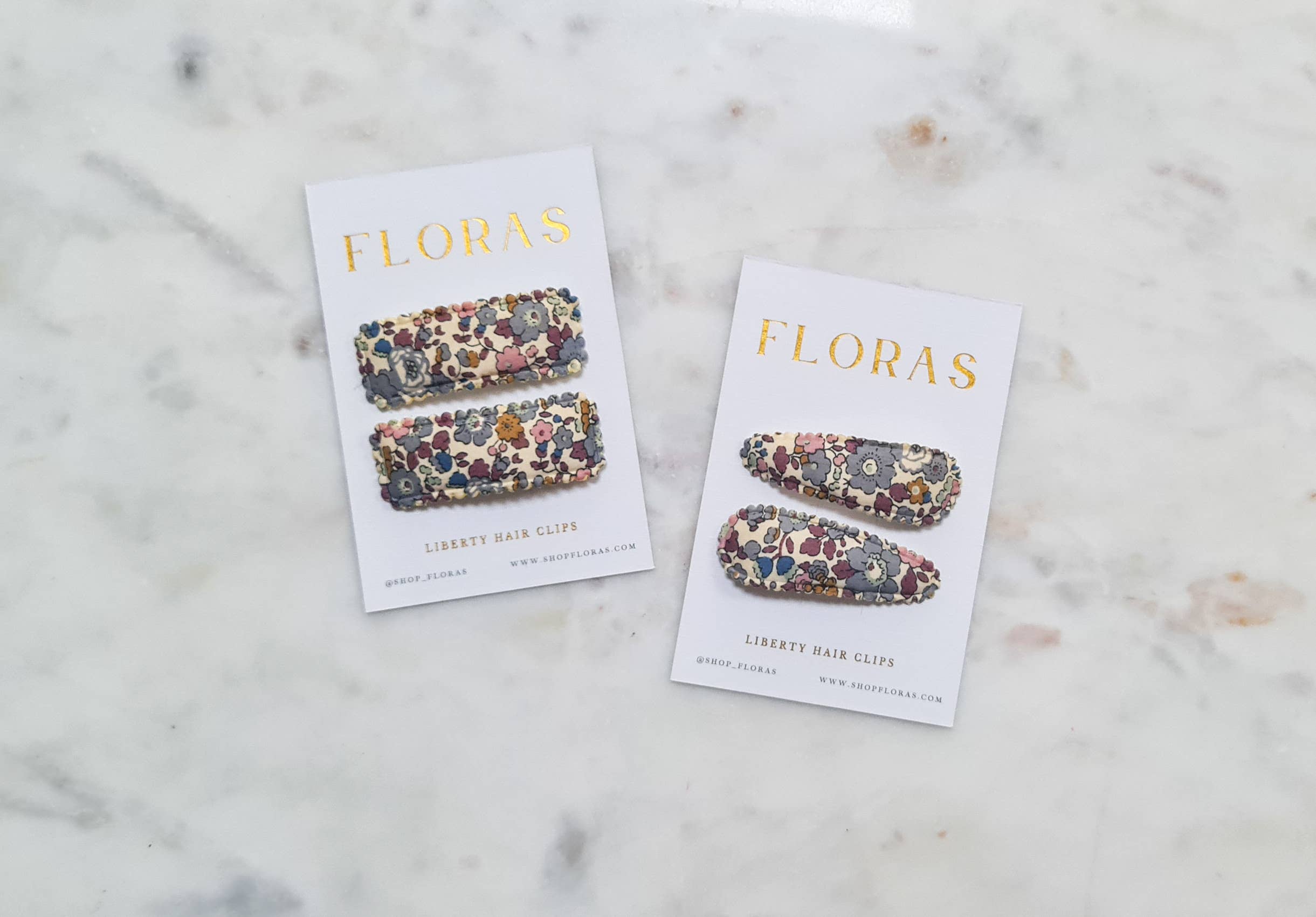 Almond Scallop Clips - Liberty Betsy Ann Grey