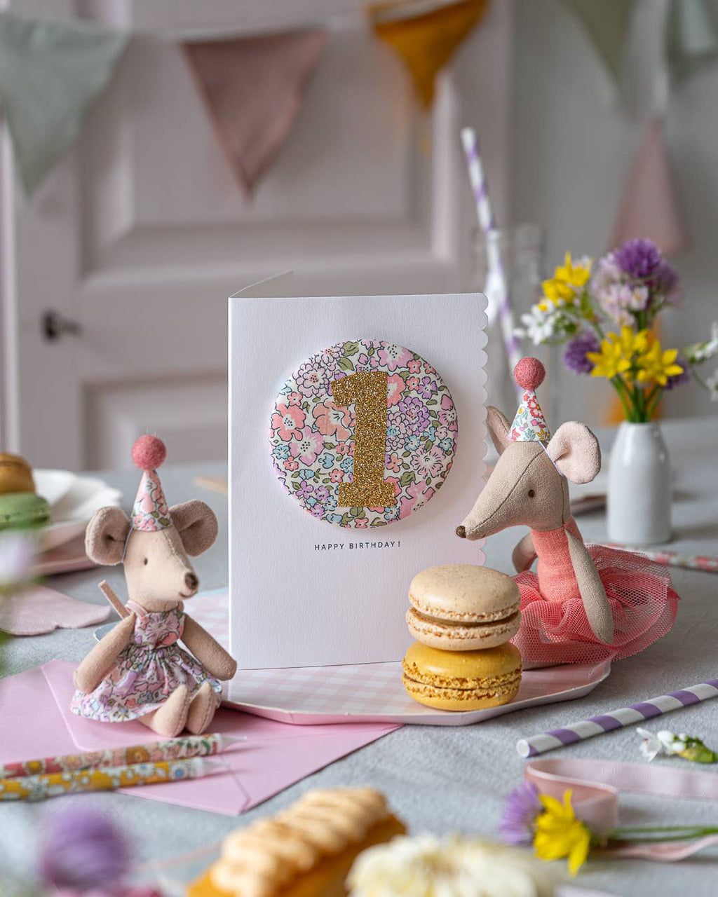 Birthday Card with 'Michelle' Liberty Badge Age 1