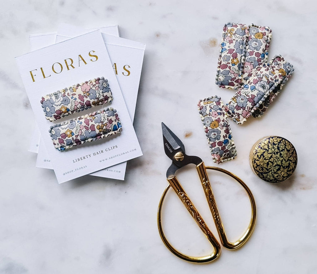 Almond Scallop Clips - Liberty Betsy Ann Grey
