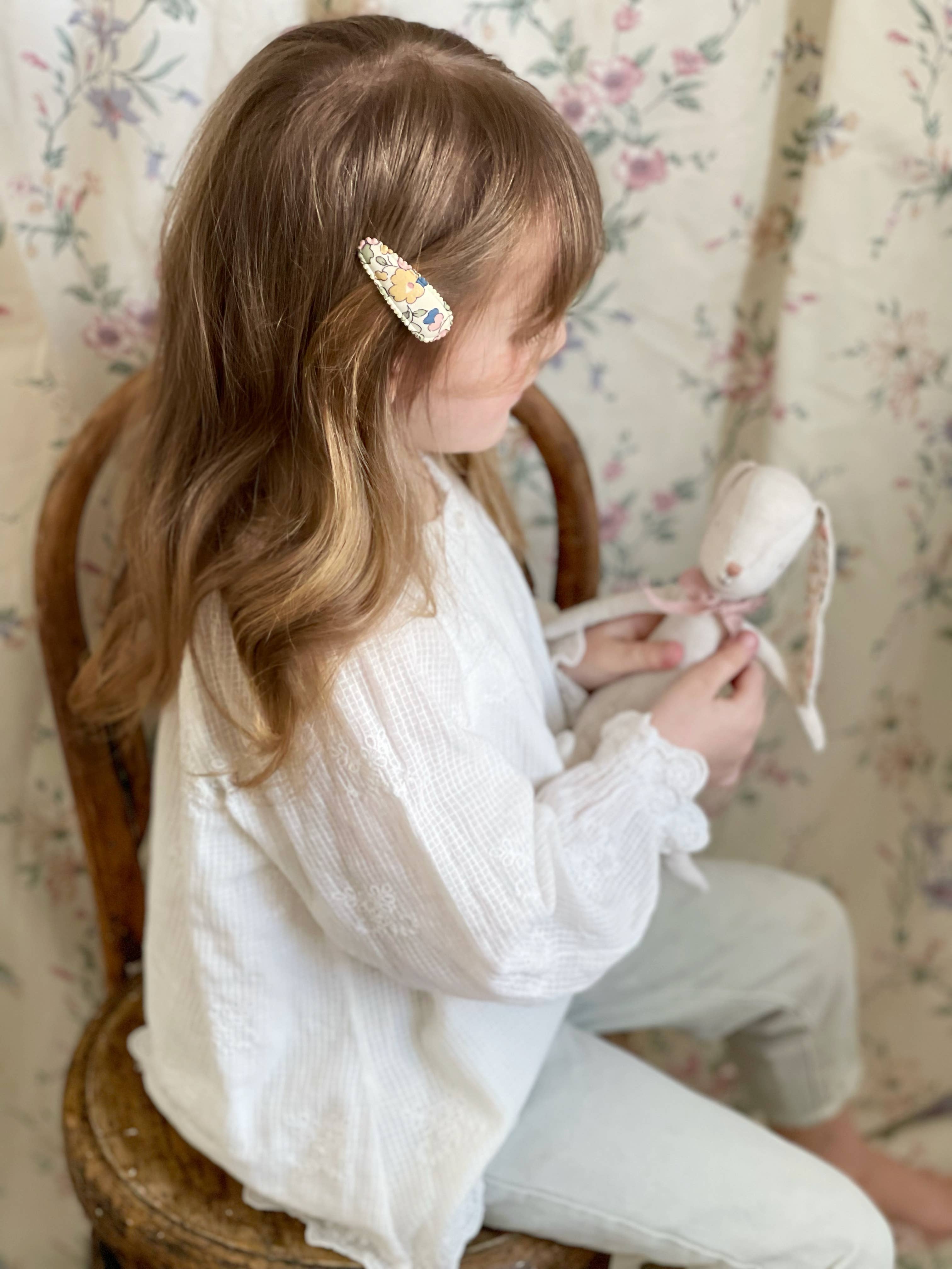 Almond Scallop Clips - Liberty Betsy Ann Grey