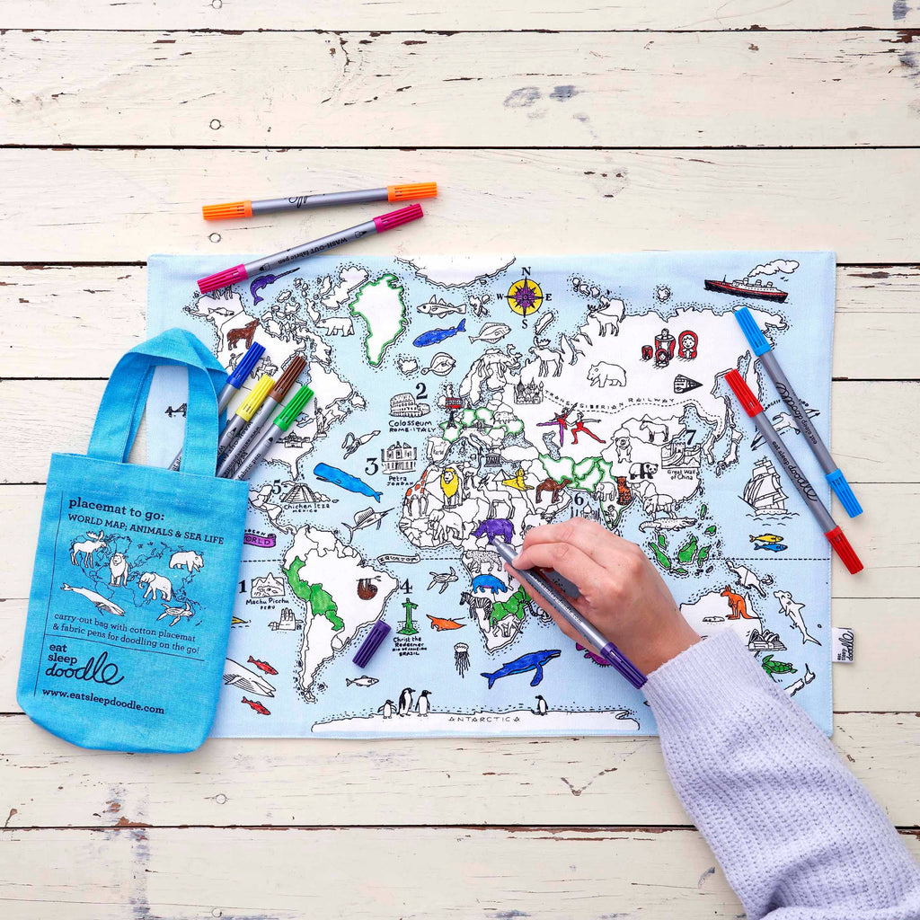 World Map Placemat to Go - Colouring Craft Kit