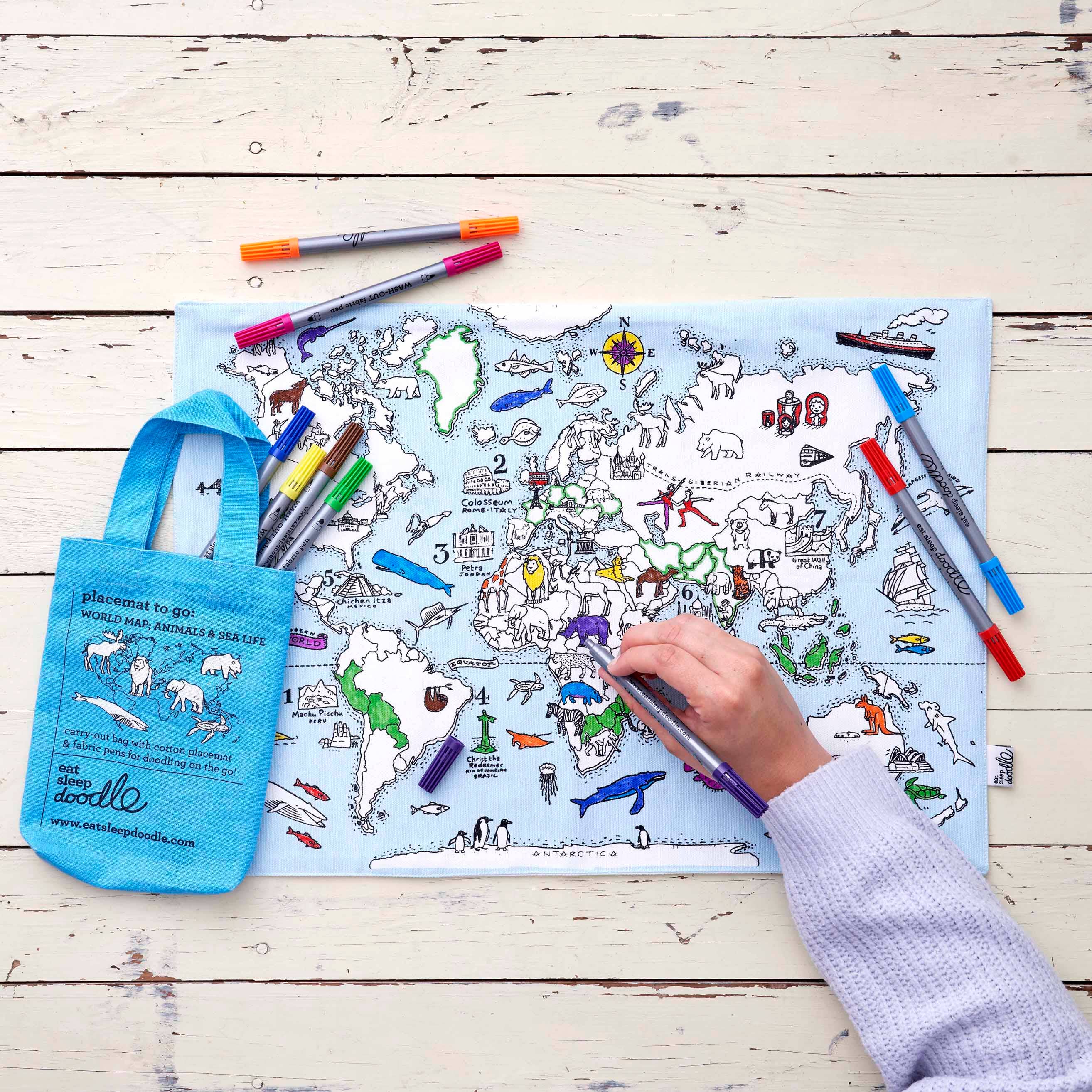 World Map Placemat to Go - Colouring Craft Kit