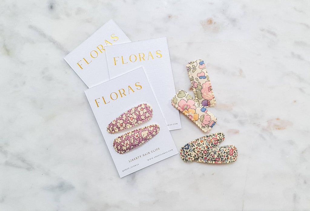 Almond Scallop Clips - Liberty Feather Fields Pink