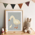 Little One Geese Art Print: A4 / Blue