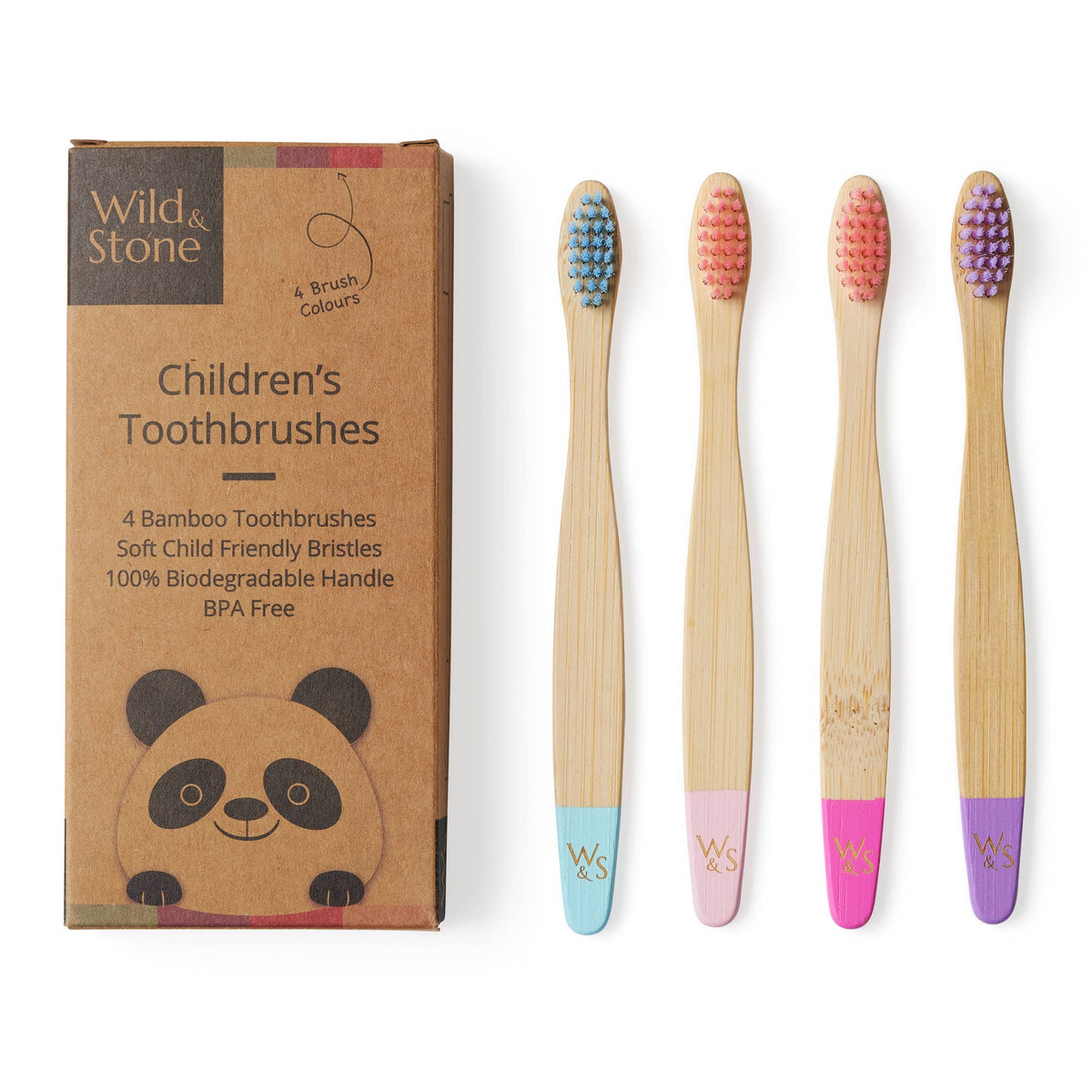 Children's 3yrs+ Bamboo Toothbrush (4 Pack) - Candy