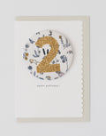 Birthday Card with 'Theo' Liberty Badge Age 2
