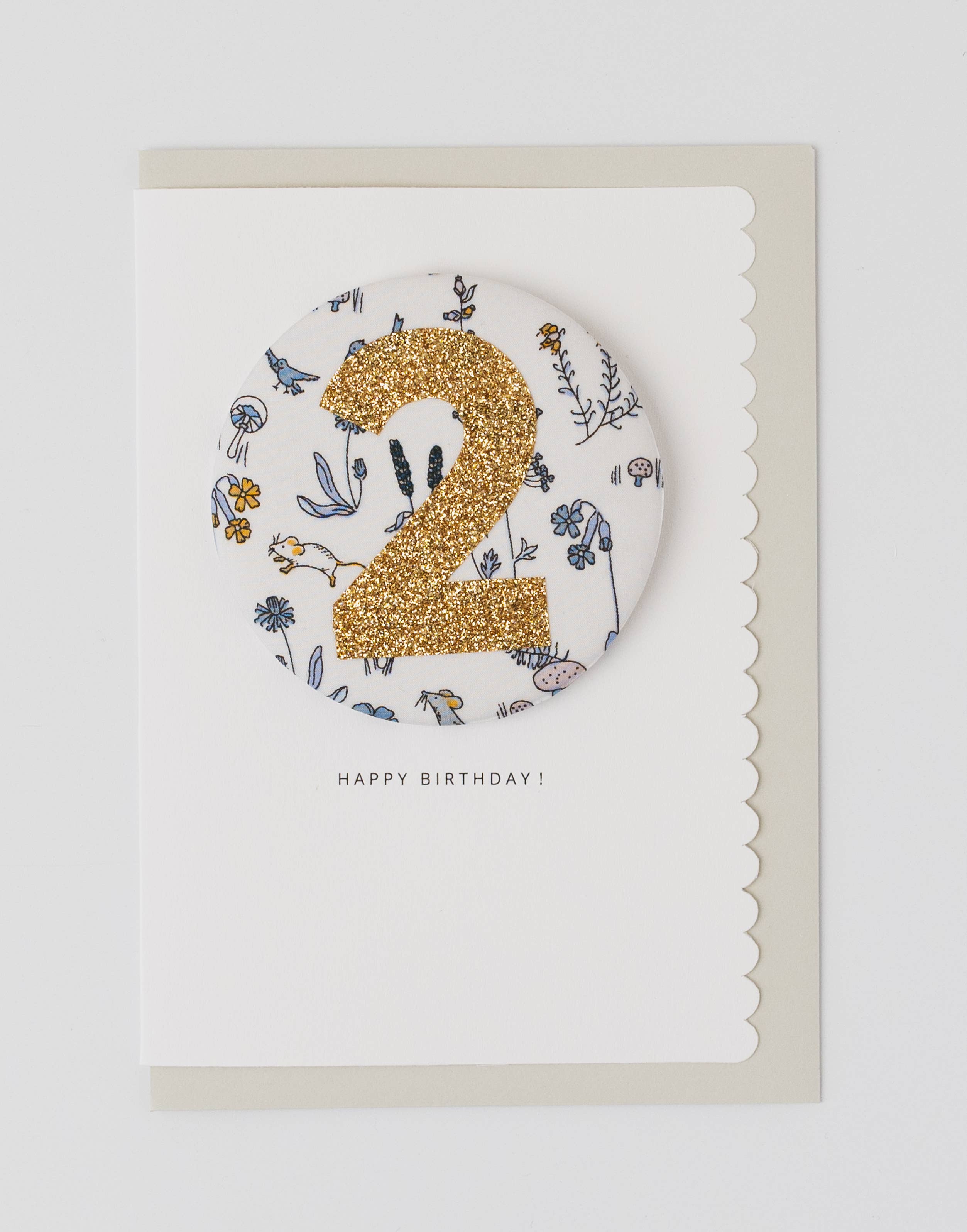 Birthday Card with 'Theo' Liberty Badge Age 2