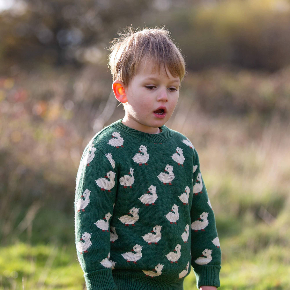 Little Green Radicals - Olive Ducks Snuggly Knitted Jumper