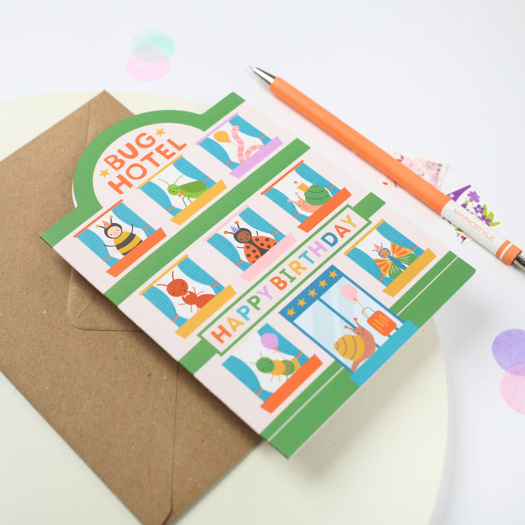 Playful Bug Hotel Birthday Card