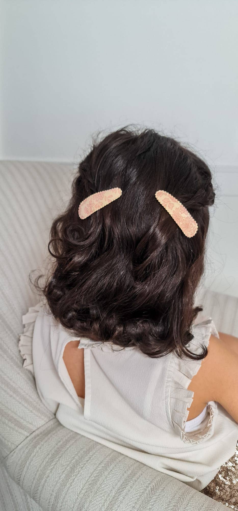 Almond Scallop Clips in Liberty Capel Blossom
