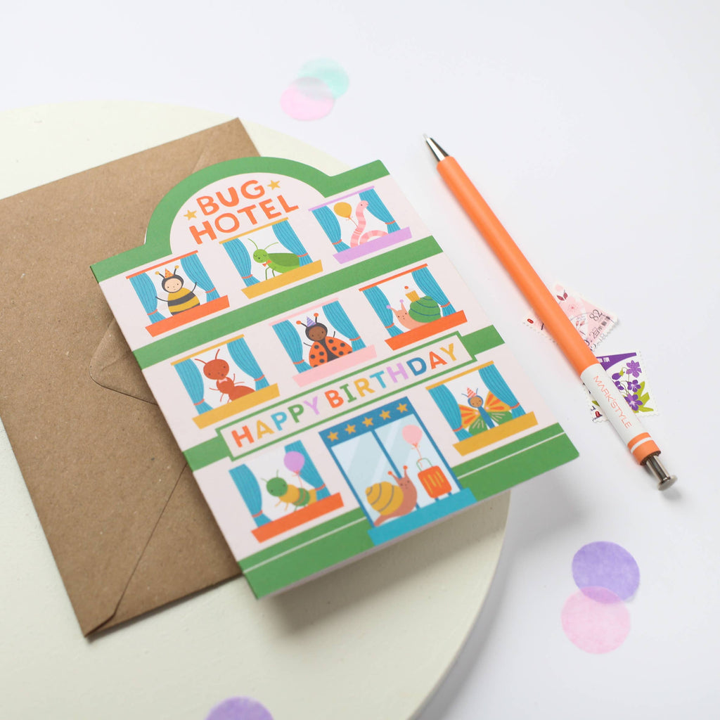 Playful Bug Hotel Birthday Card