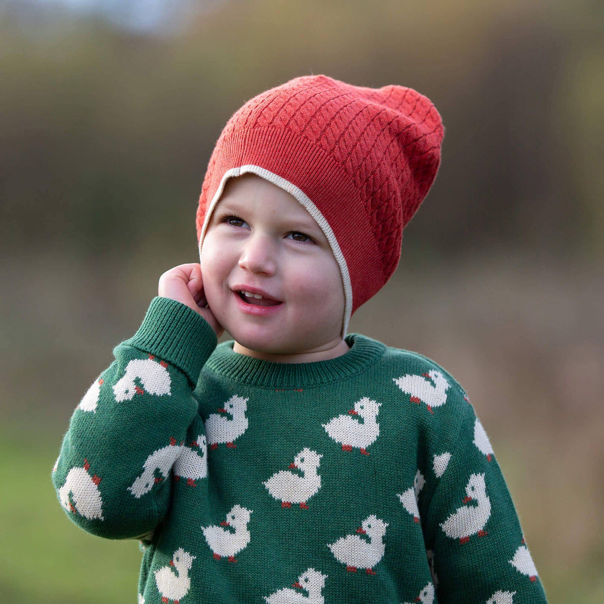 Little Green Radicals - Olive Ducks Snuggly Knitted Jumper