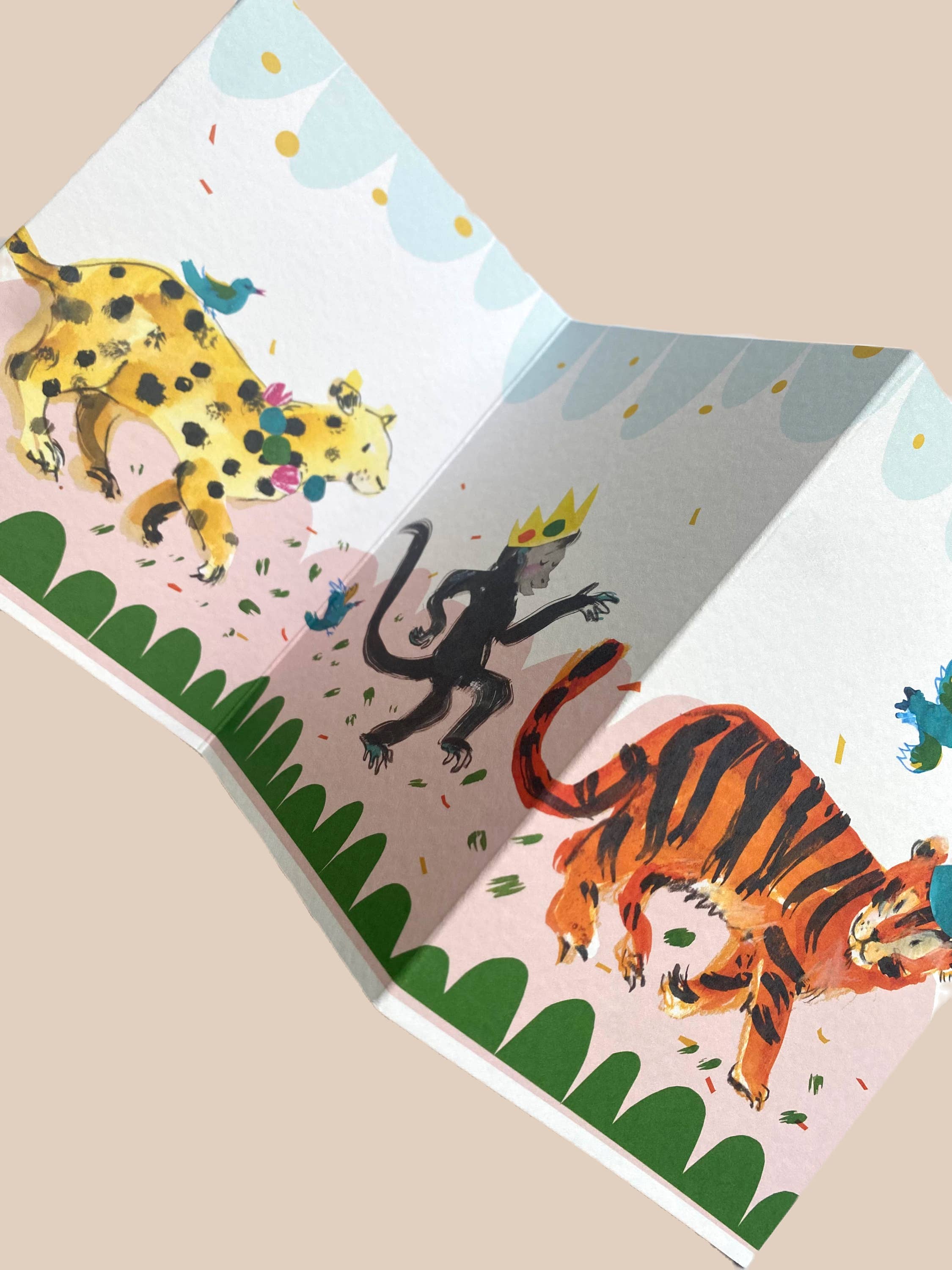 'Party Animals' Concertina Greetings Card
