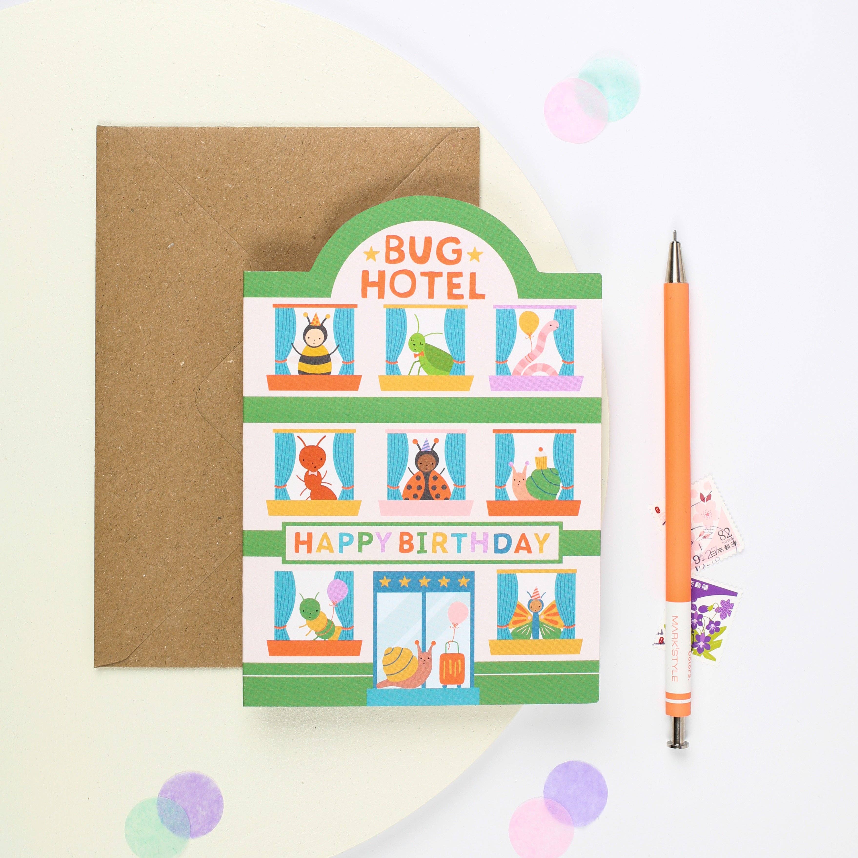 Playful Bug Hotel Birthday Card