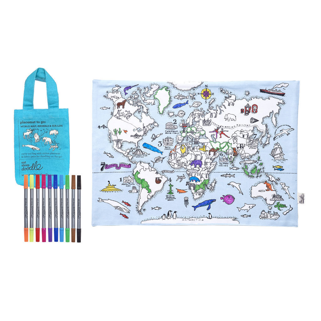 World Map Placemat to Go - Colouring Craft Kit