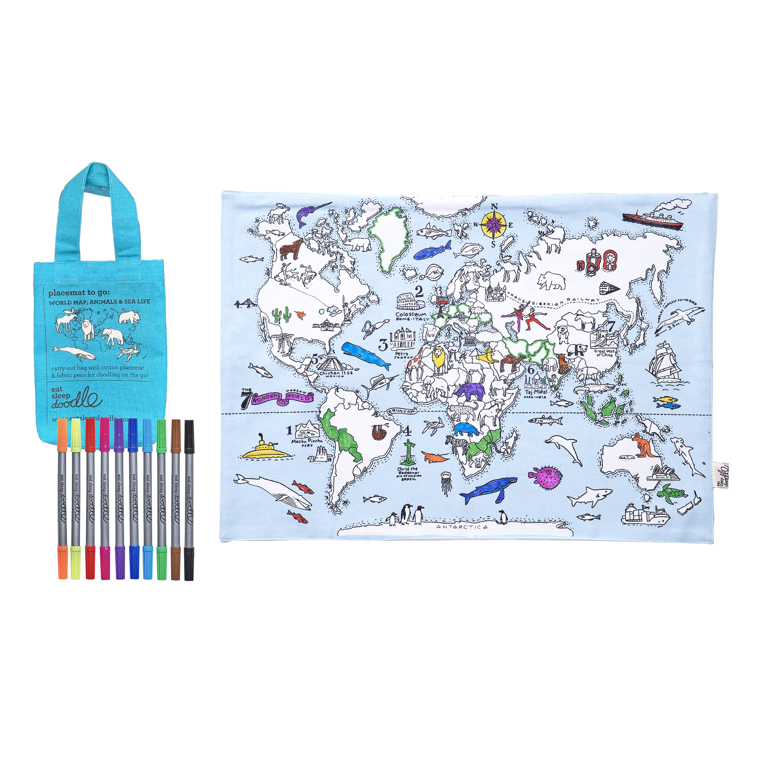 World Map Placemat to Go - Colouring Craft Kit