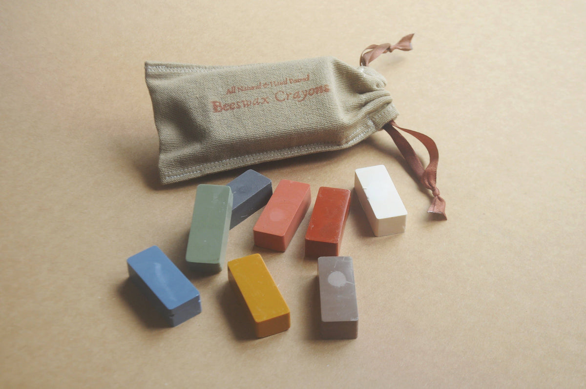 Set of 8 Beeswax Block Rubbing Crayons in Soft Pastel Shades