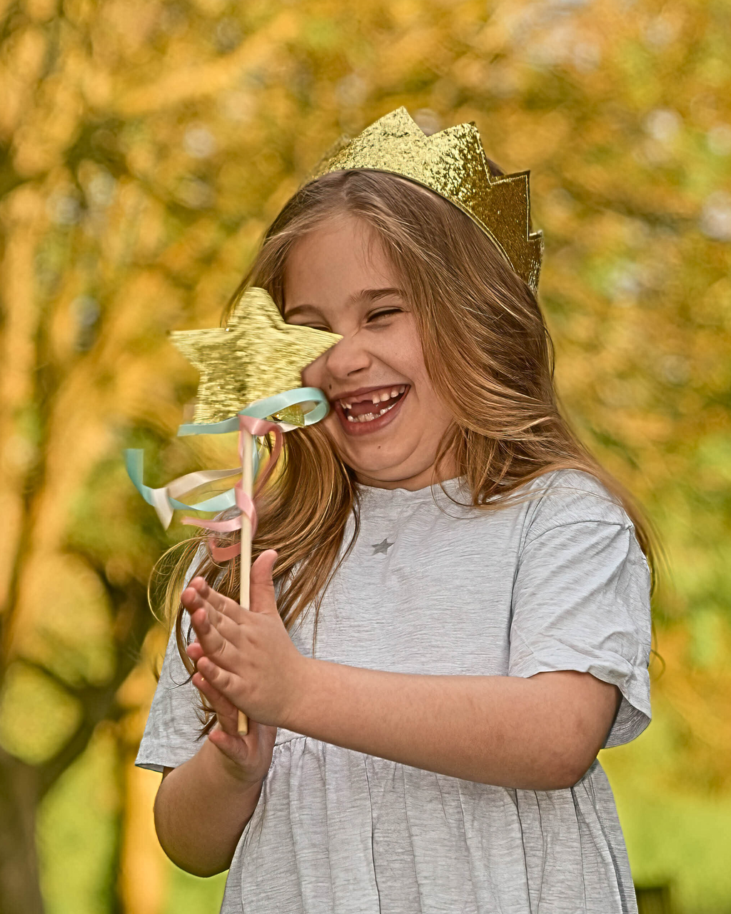 A is for Alice - Gold Glitter Magic Wand with Pastel Tassels