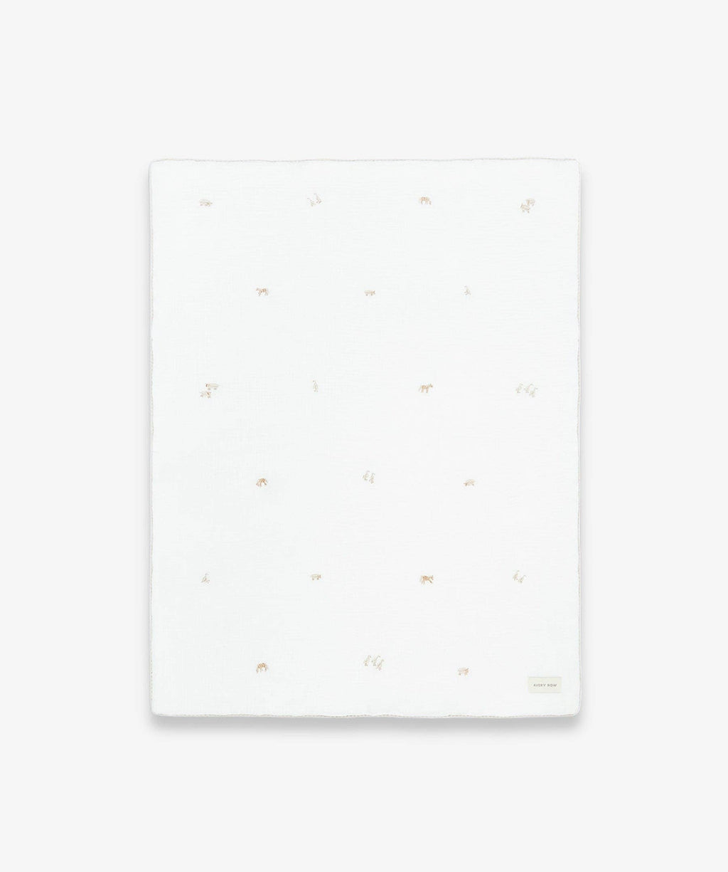 Embroidered Muslin Blanket - Little Farm
