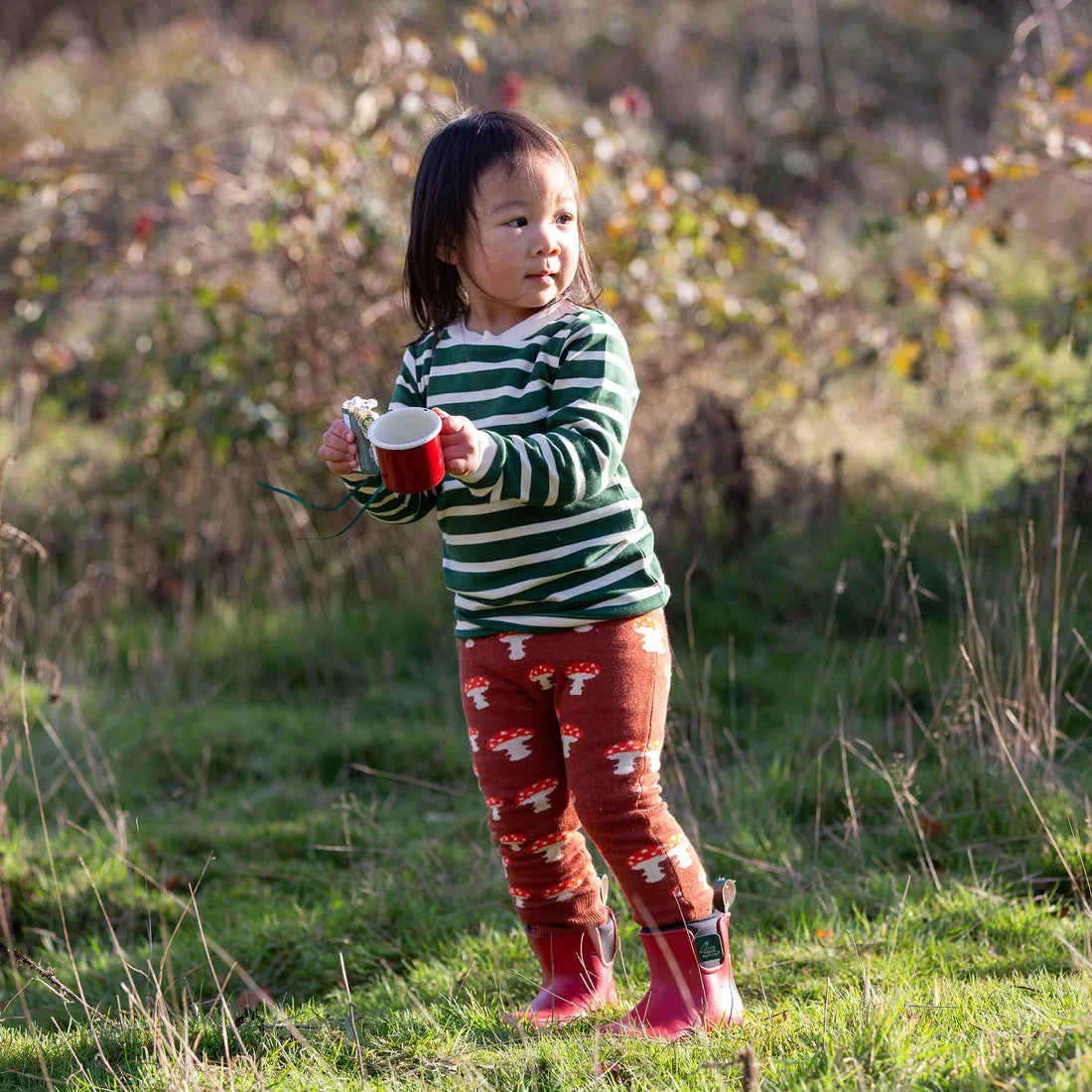 Little Green Radicals - Olive Green Striped Long Sleeve T-Shirt