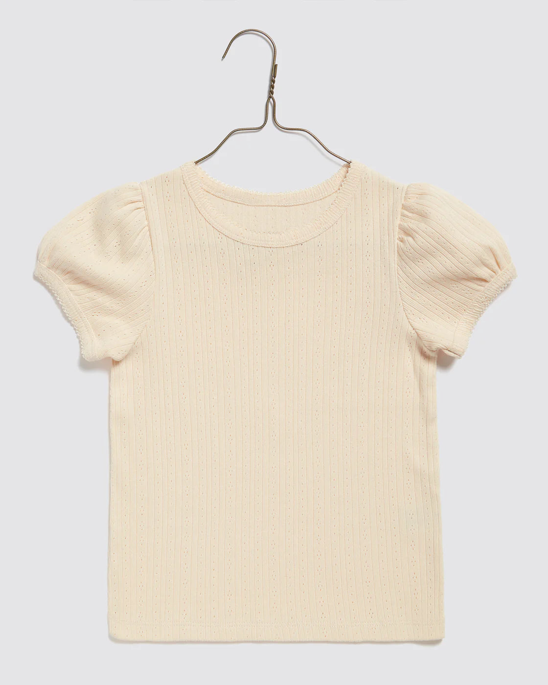 Little Cotton Clothes - Pointelle T-Shirt in Buttermilk