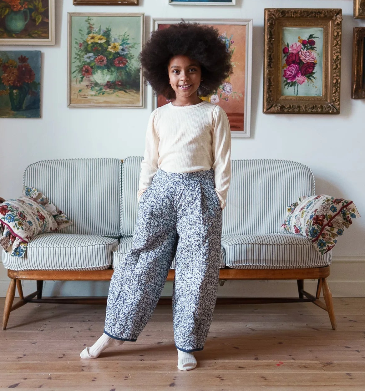 Little Cotton Clothes - Quilted Barley Floral Trousers