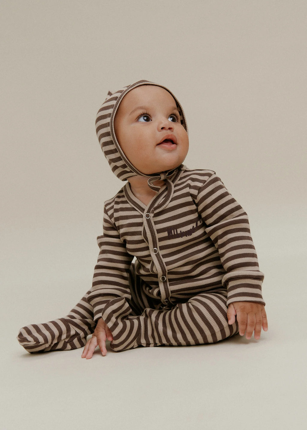 Claude & Co. - Milking It Acorn Stripe Onesie
