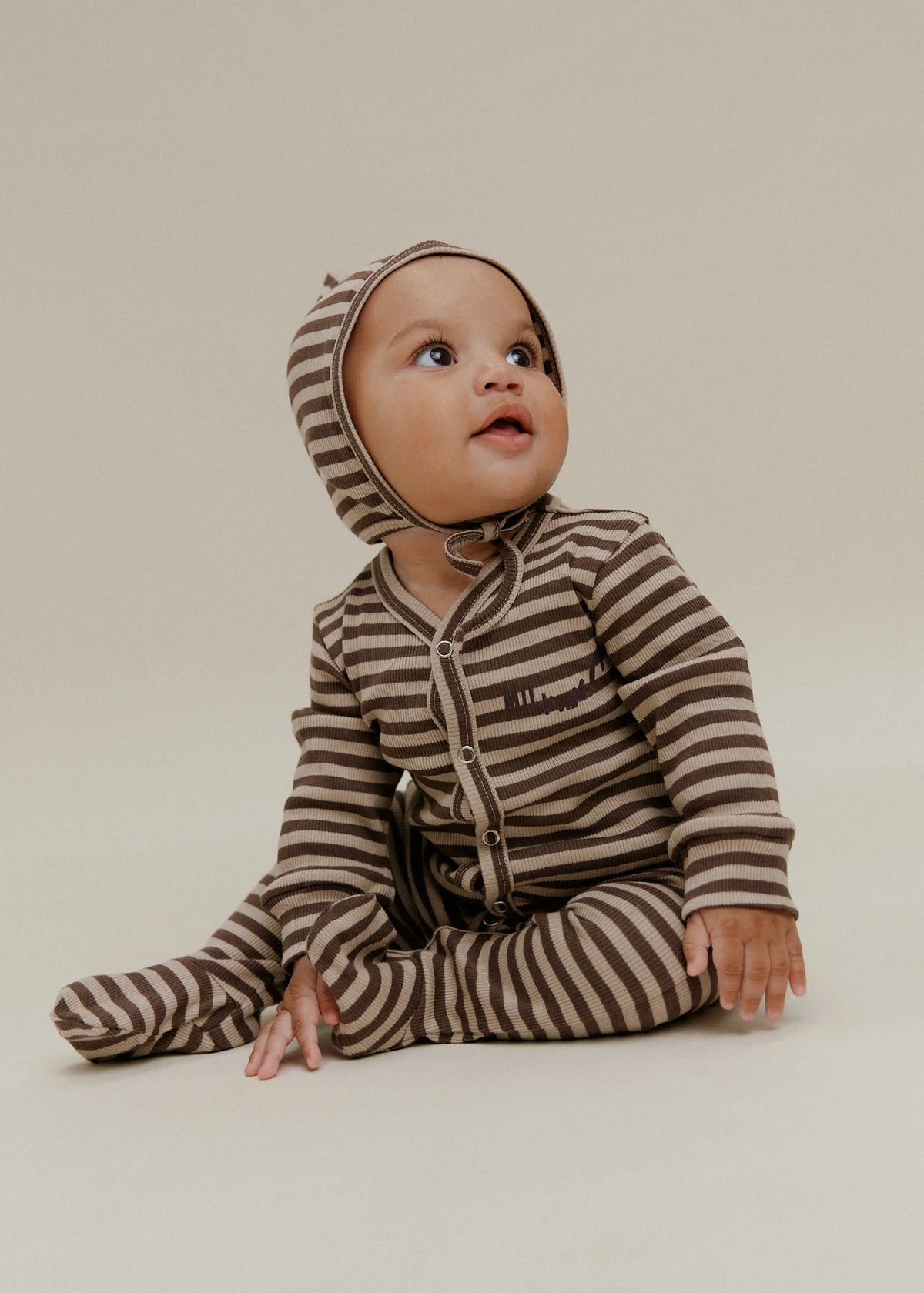 Claude & Co. - Milking It Acorn Stripe Onesie