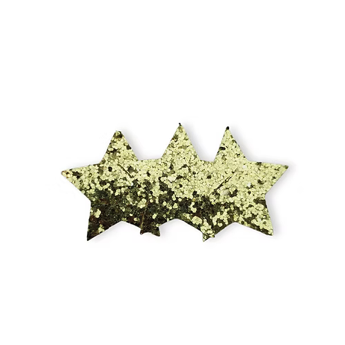 Pair of gold star-shaped earrings on a white background