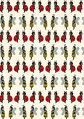 Pattern of children in bee and ladybi costumes on a beige backgroundd