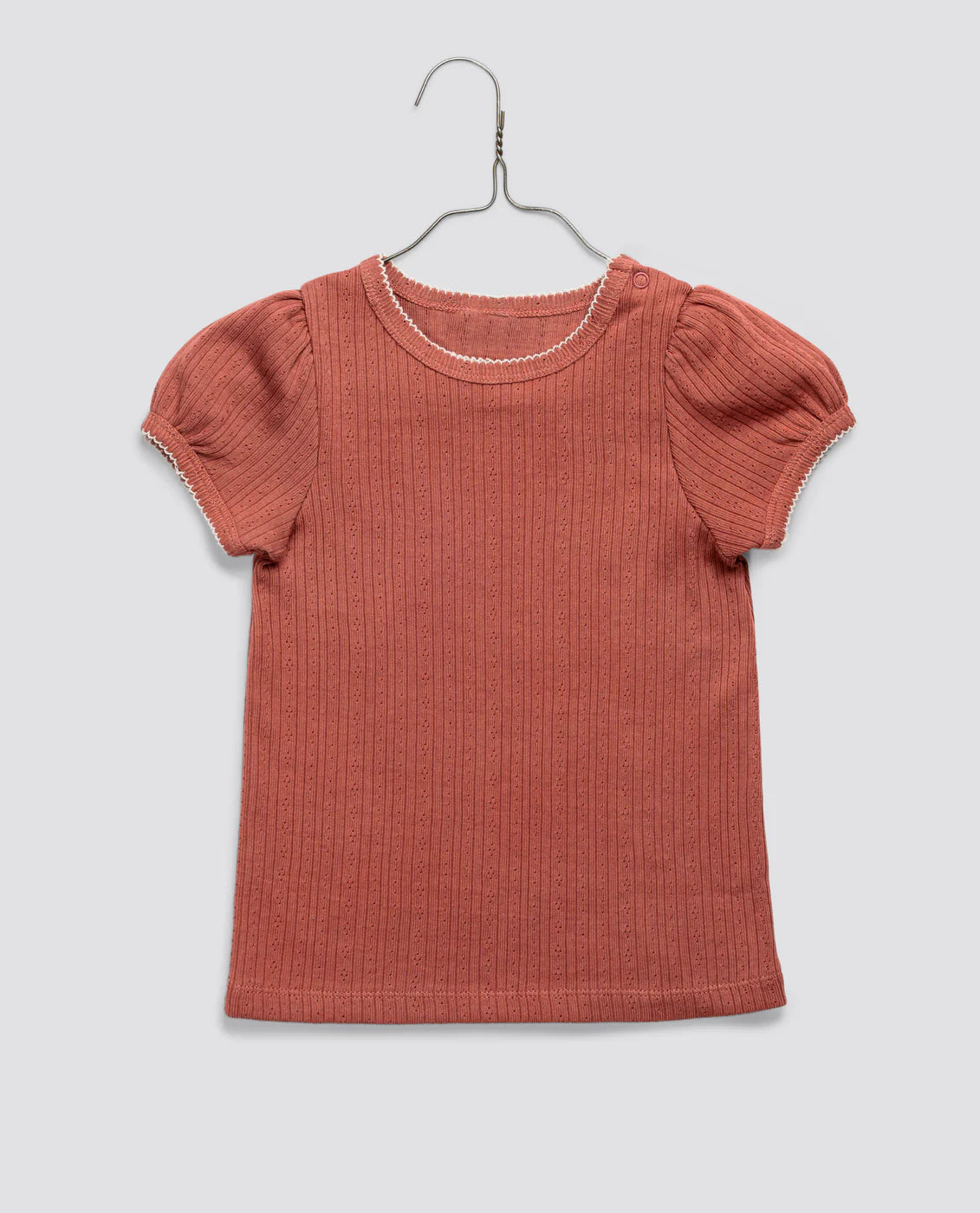 Little Cotton Clothes - Pointelle T-Shirt in Raspberry