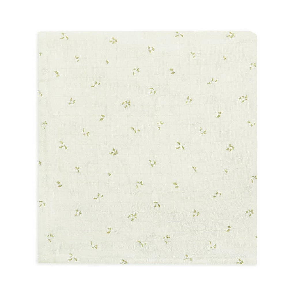 Floral patterned muslin swaddle on a white background