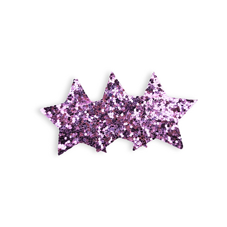 Pink glitter star hairclips white