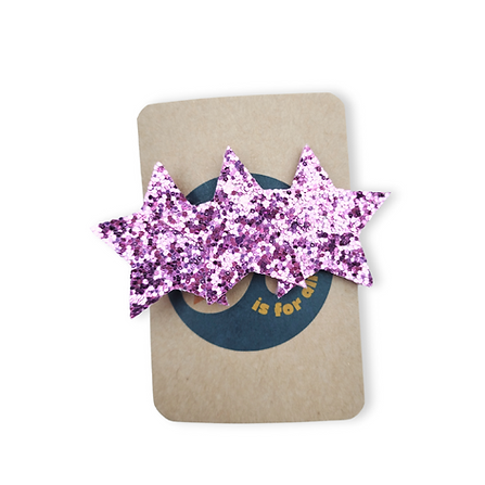 Pink star glitter hairclips packaging