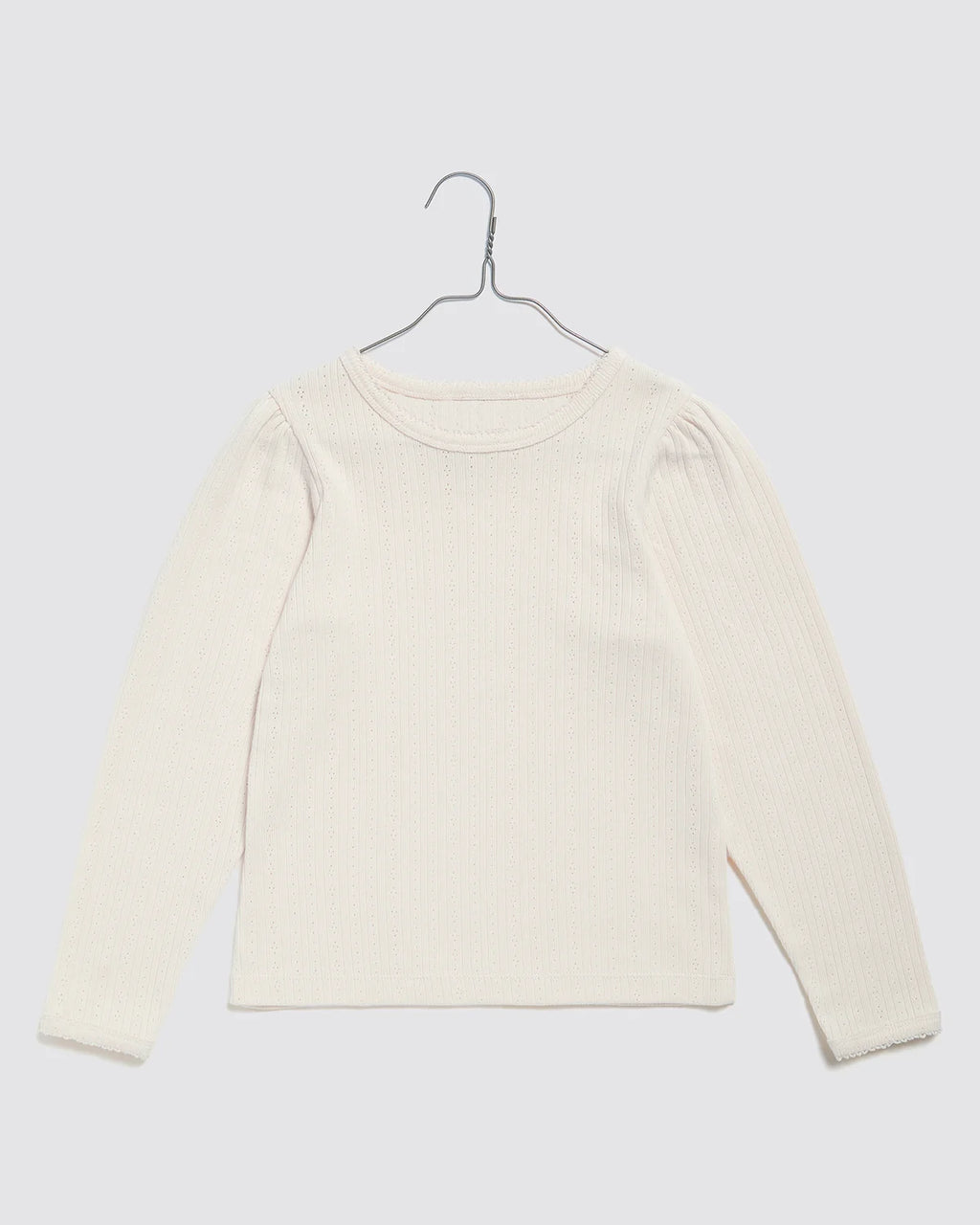 Little Cotton Clothes - Long-Sleeved Pointelle T-Shirt in Chantilly