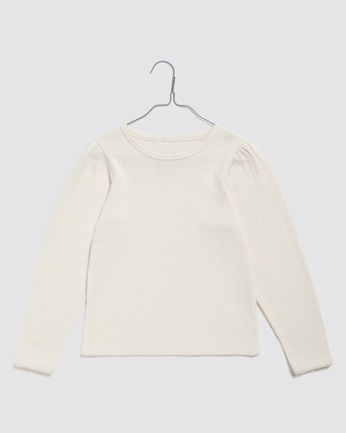 Little Cotton Clothes - Long-Sleeved Pointelle T-Shirt in Chantilly