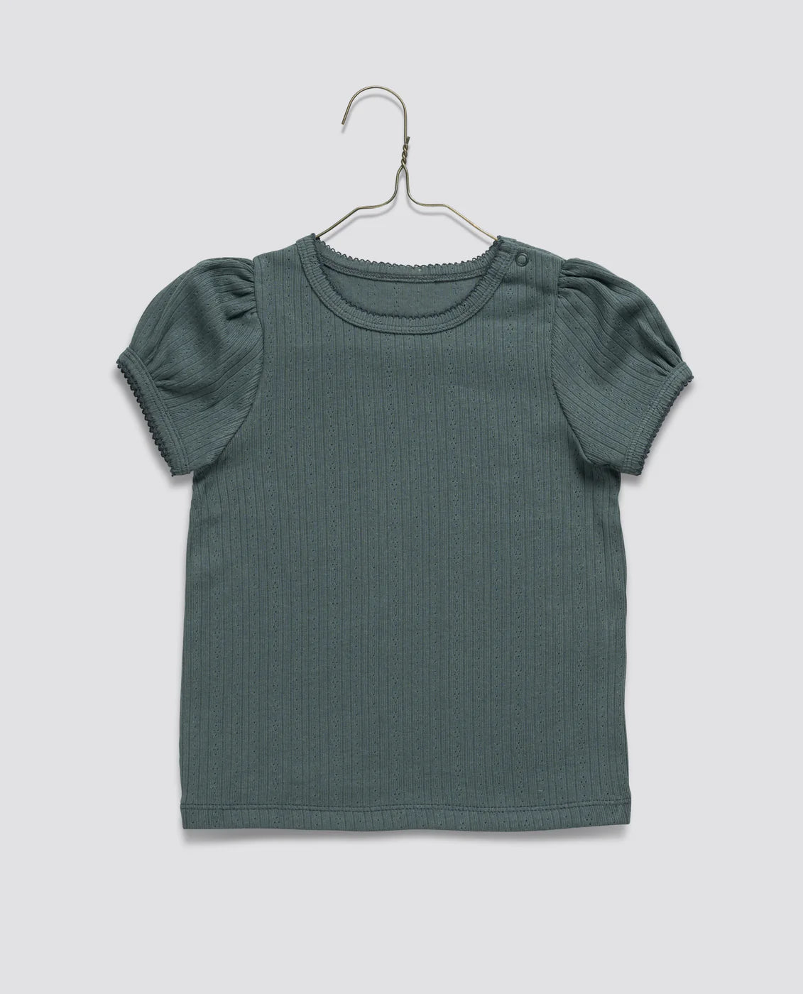 Little Cotton Clothes - Pointelle T-Shirt in Storm