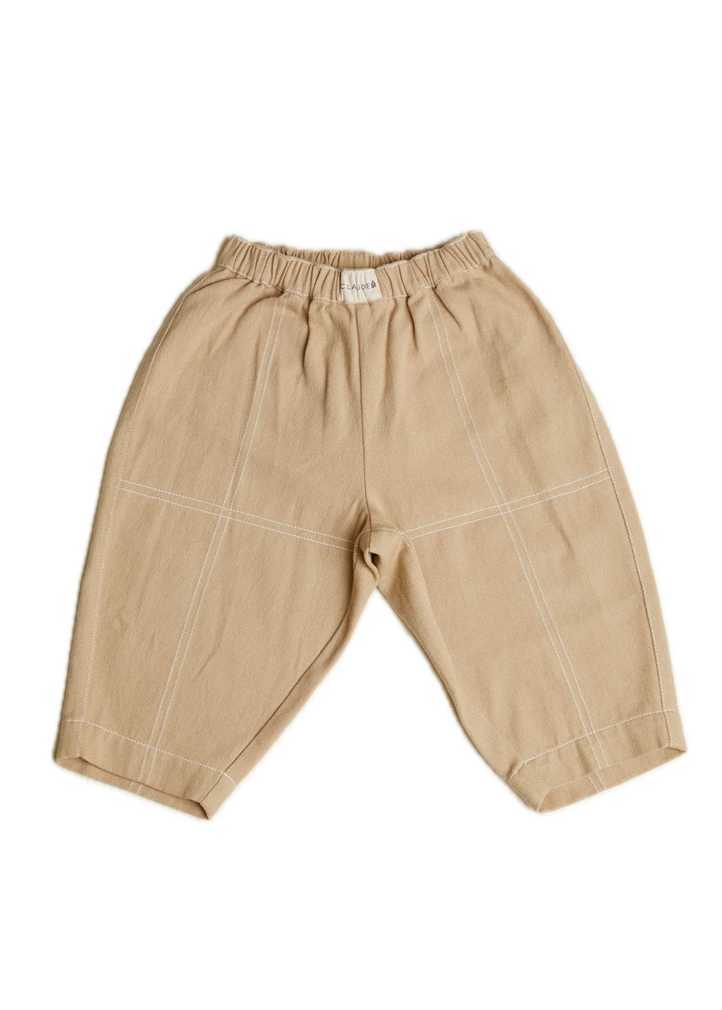 Beige baby pants on a white background