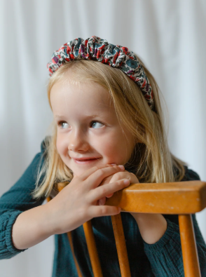 Runaround Retro - Ruffled Hairband in Liberty Poppy & Daisy