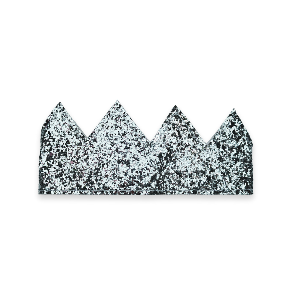 Silver glittery crown on a white background
