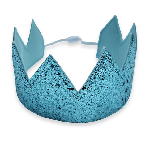 Turquoise glitter crown on white background