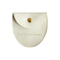 White half-circle pouch with gold button and 'Ice Cream Money' text on a white background