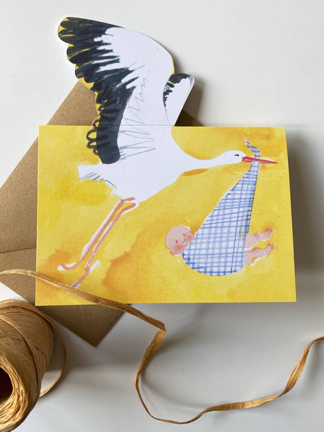 'Stork' Mantelpiece Greetings Card